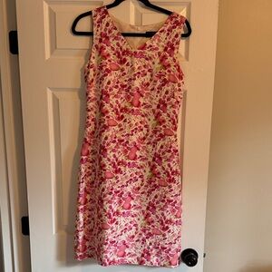 Harve Benard Pink and White Floral Midi Dress
